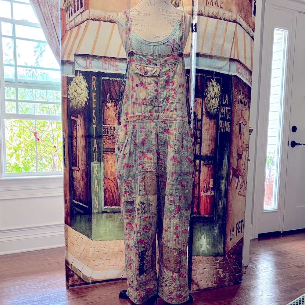 Magnolia Pearl Overalls 138 Quilted Love Overalls- Cherry Blossom, One Size